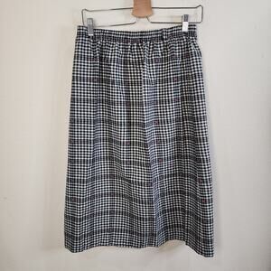 Vintage 70s/80s Robyn Houndstooth Wool Blend Maxi Midi Skirt Size 16 Black White